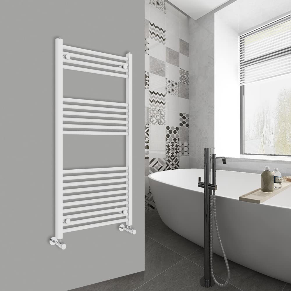 Warmehaus Straight Bathroom Heated Towel Rail Ladder Radiator White 1200x600mm