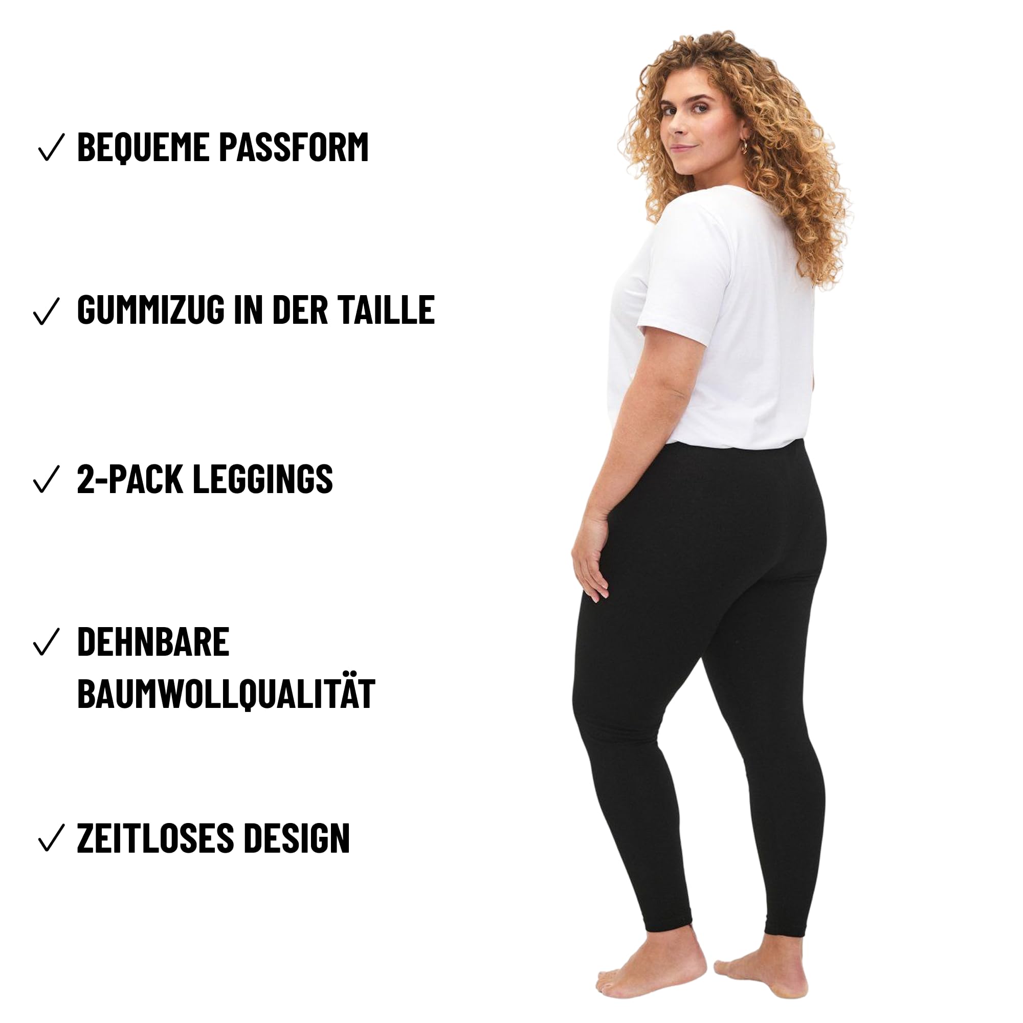 Zizzi Flash by Femmes Grandes Tailles Leggings Coton Lot de 2 Taille
