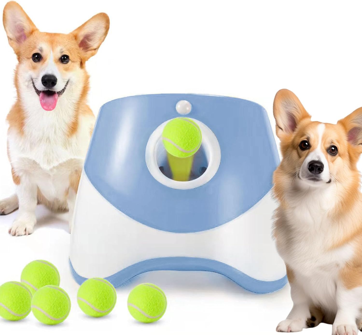 Ball Thrower Launcher, Automatic Dog Launcher with 3/6/9 Mini Tennis Balls, 10-30Ft Interactive Dog Toys Tennis Ball for Small and Medium Dogs (Blue, 3 Tennis Balls) 3 tennis balls Blue - Image 1 of 7