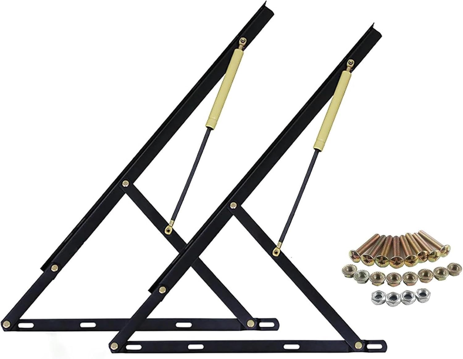 Hydraulic Bed Lift Mechanism Set, Pneumatic Storage Bed Lifter Lifting Mechanism, Folding Lift Up Spring Hinges, Large Lift Up Raising Hinges, Sofa Bed Storage Lift, 7 Sizes(White,150cm/59in)