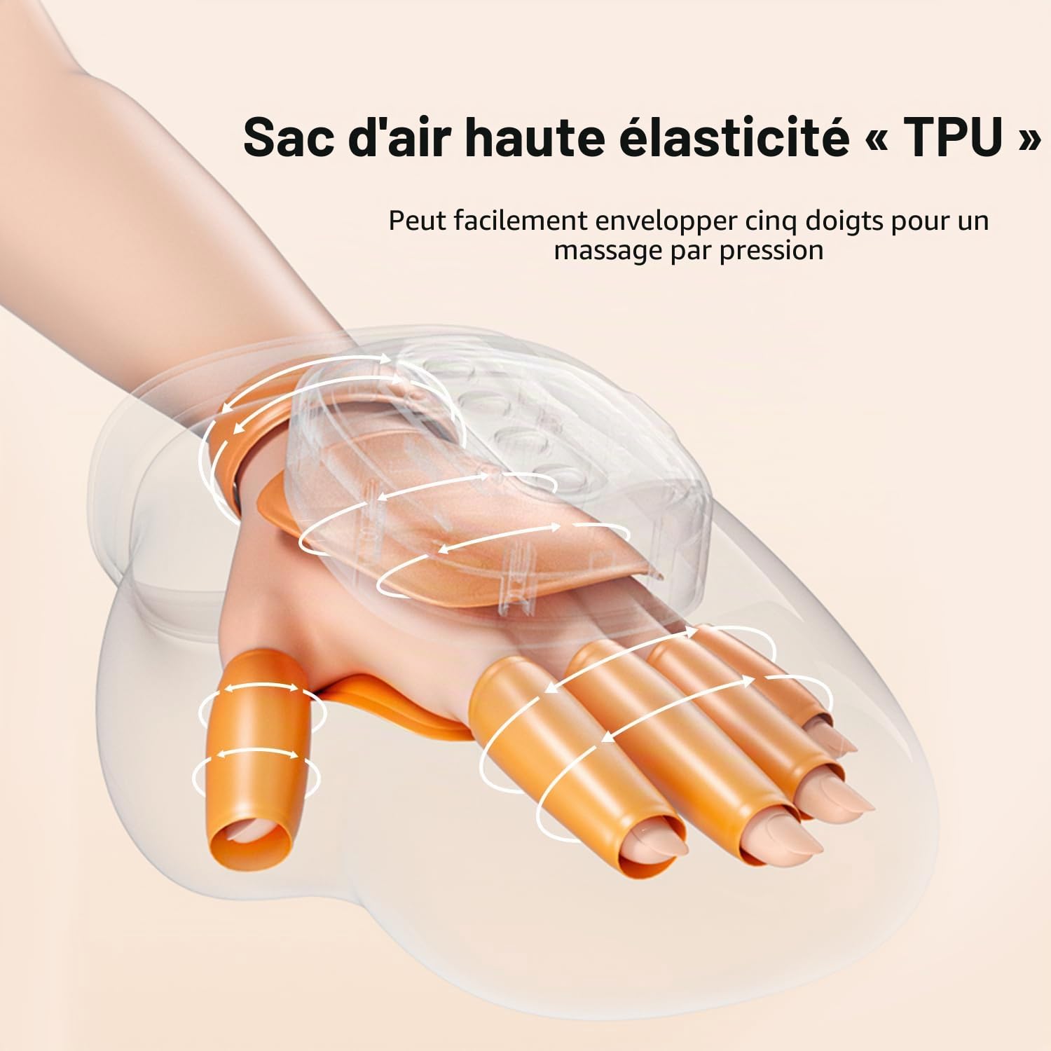 Masseur électrique pour les mains avec chaleur et compression, 3 options de contrôle de la température, 5 modes de compression, masseur portable sans fil pour soulager les engourdissements des doigts