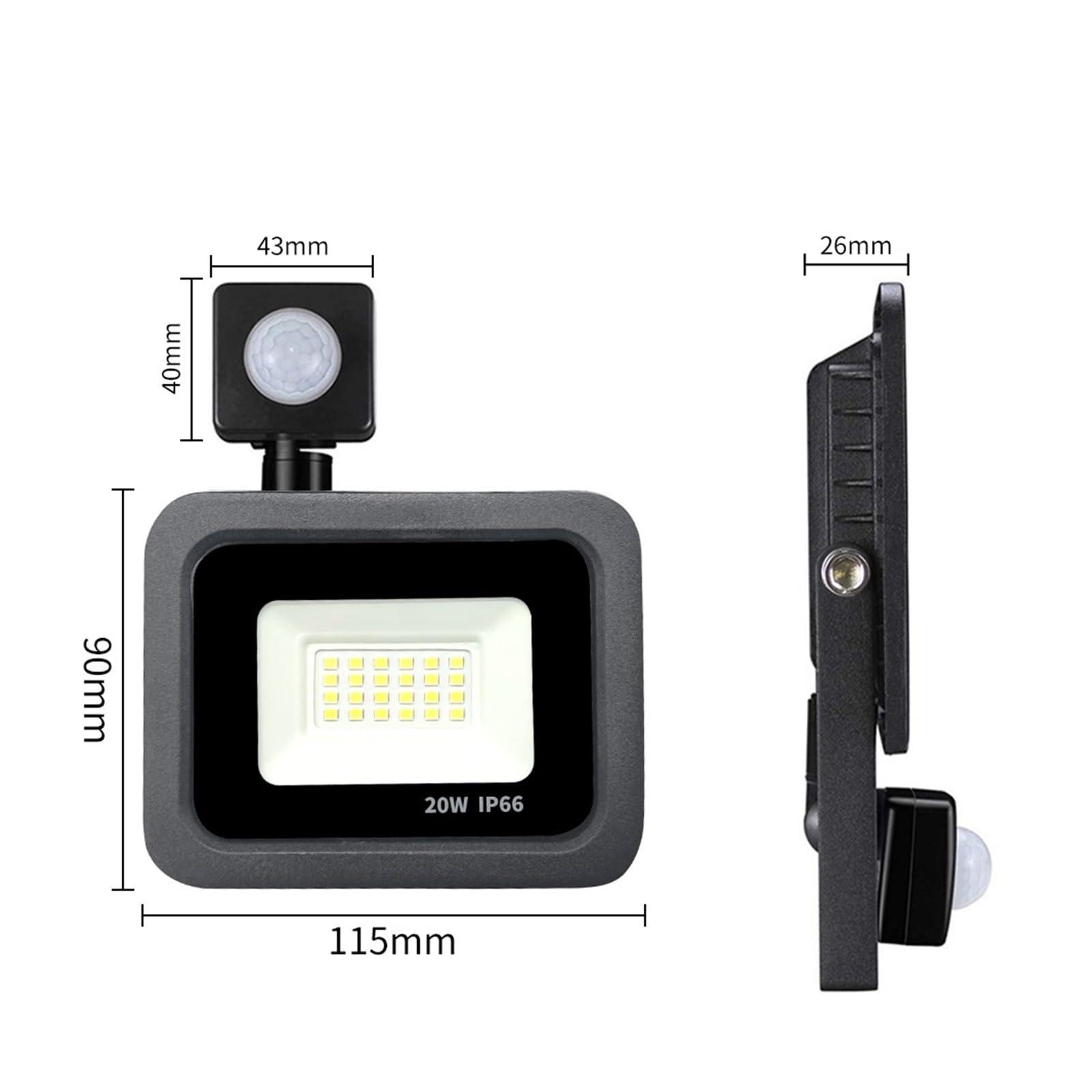 Reflector LED De 10W, 20W, 30W, 50W, 100W, Con Sensor Movimiento PIR Impermeable, Lámpara Pared For Exteriores, Foco Luz Inundación Garaje en el jardín(Cool White,20W)