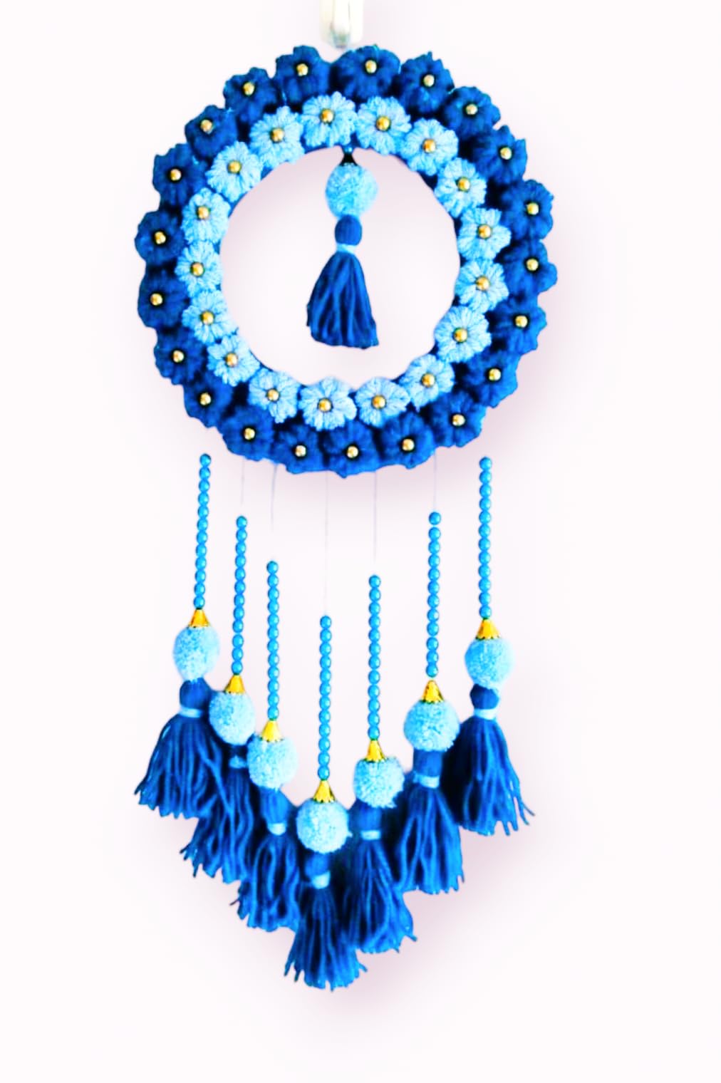 Narayan Dream Catcher Toran Jhumar (Blue, Sky Blue) - Wall Decor - Medium Size - Wool Material - Traditional Style-image-25