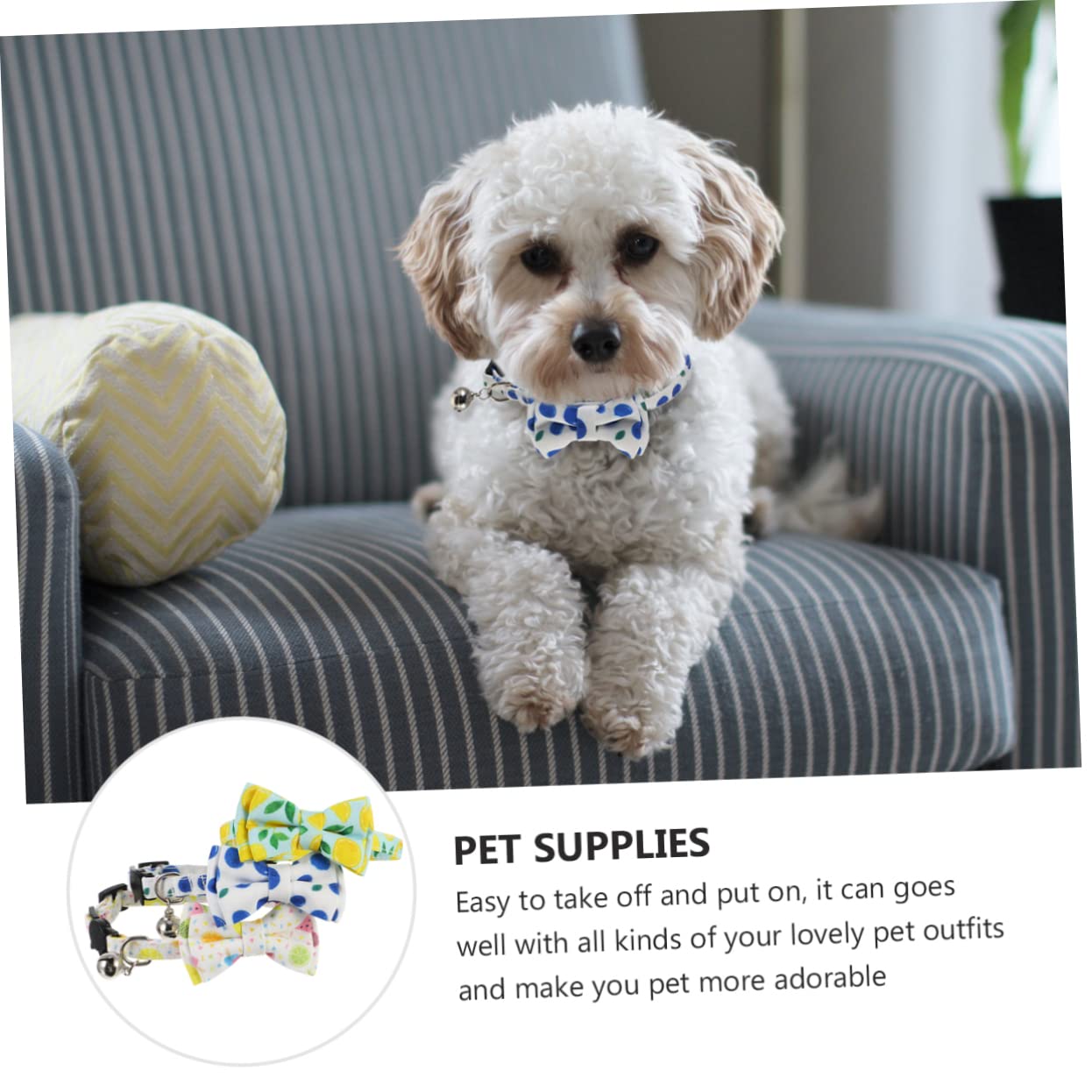 BESPORTBLE 9pezzi Collare Per Gatti e Cani Con Motivo Frutta Fiocco e Campanella Collare Tela Resistente Accessori Per Animali Domestici Colorati e Divertenti