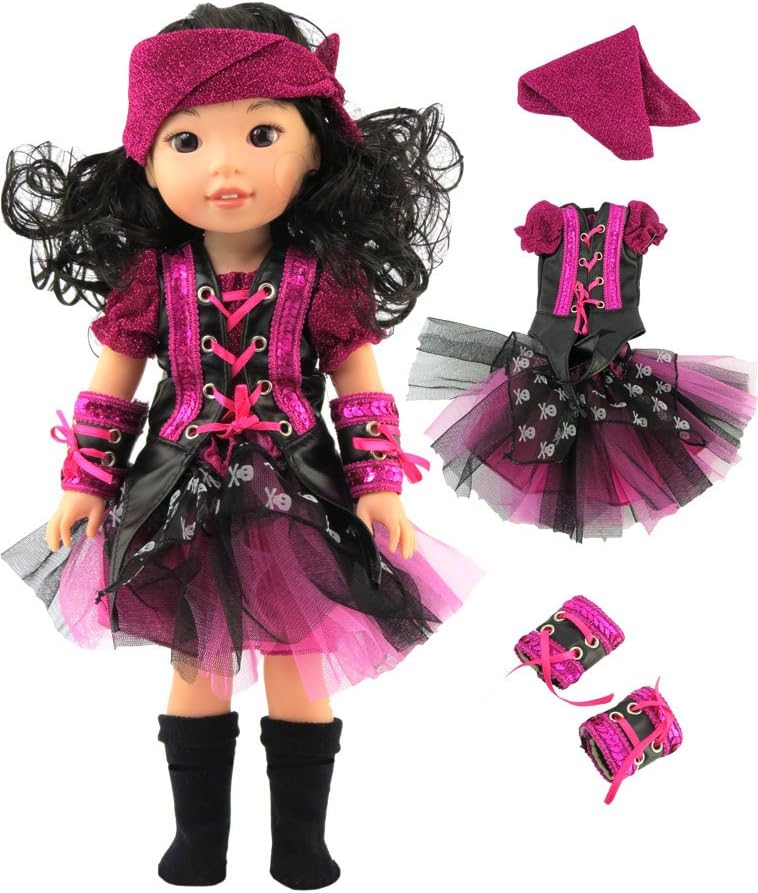 American Fashion World Patriotic Heart Fourth of July Dress | Premium Quality & Trendy Design | Dolls Clothes | Outfit Fashions for Dolls for Popular Brands