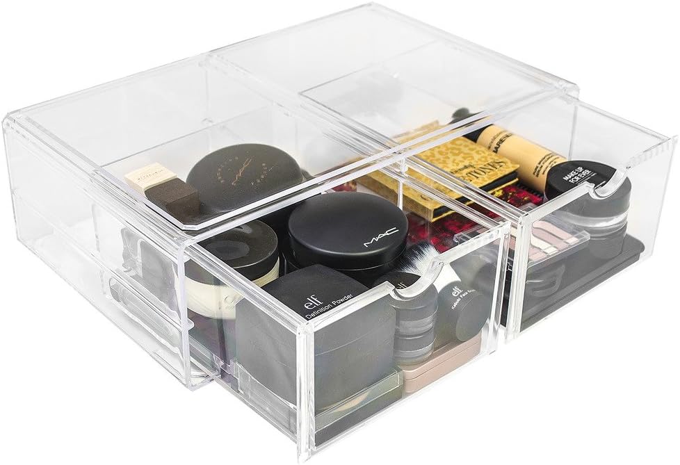Sorbus Acrylic Cosmetics Makeup and Jewelry Storage Case X-Large Display Sets –Interlocking Scoop Drawers to Create Your Own Specially Designed Makeup Counter –Stackable and Interchangeable: Home & Kitchen