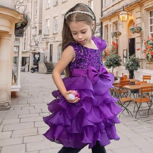 Miipat Girls Pageant Party Dress Ruffle Flower Kids Wedding Ball Gown Sequin Formal Princess Dress 4-9 Years - Image 3