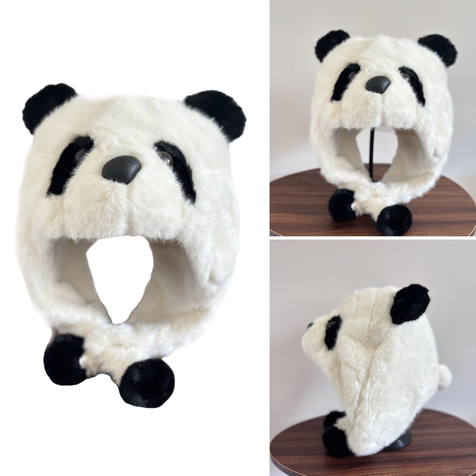 Lovely Plush Panda Hat with Warm Earflap Female Kids Winter Activity Ski Hat Pullover Hat Ear Protective Trapper Hat
