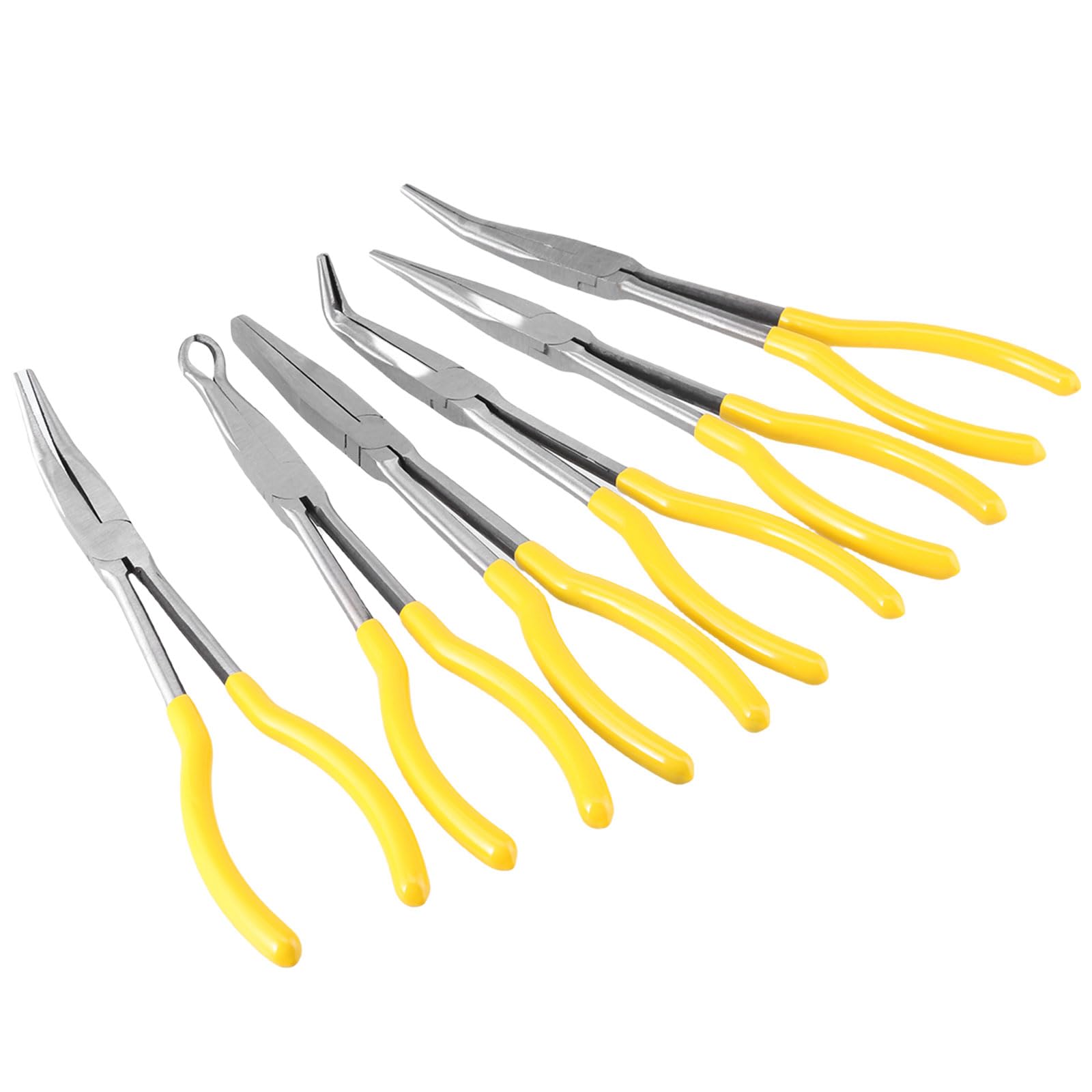 Jazuaiao 6Pcs Extended Nose Pliers Set With Different Angled Heads For Enhancing Accessibility In Narrow Space Crafting & Repairs Hand Tool