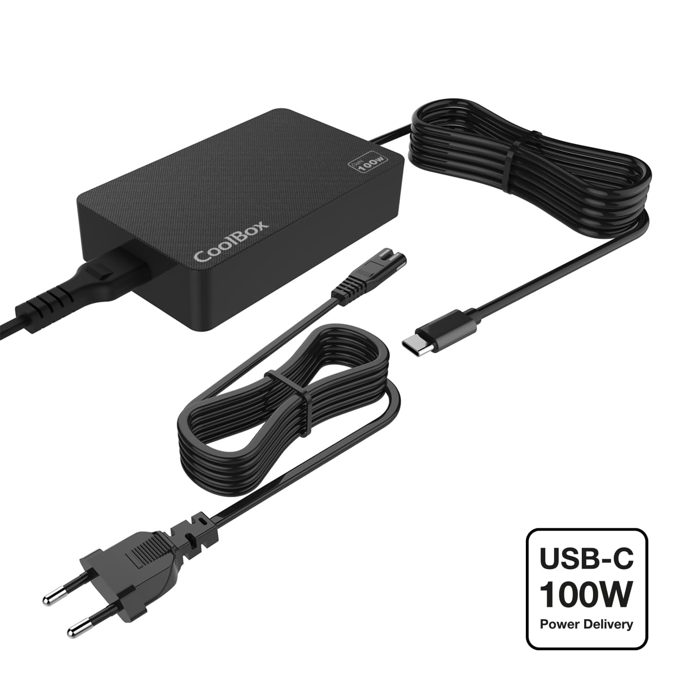 CoolBox Uniwersalna przenośna ładowarka USB C 100 W, technologia GAN, szybkie ładowanie PowerDelivery PD3.0, kompatybilna z laptopem, ultrabook, smartfonem, tabletem, słuchawkami, Power Bank