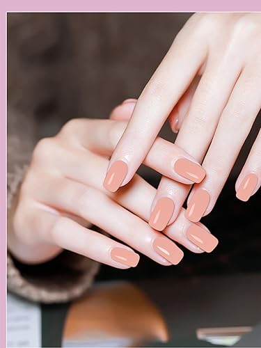 Miniatura 12 de EBANKU Tiras de uñas de gel curadas, 20 unidades de calcomanías de gel UV rosa nude, autoadhesivas de larga duración con lima de uñas y palo