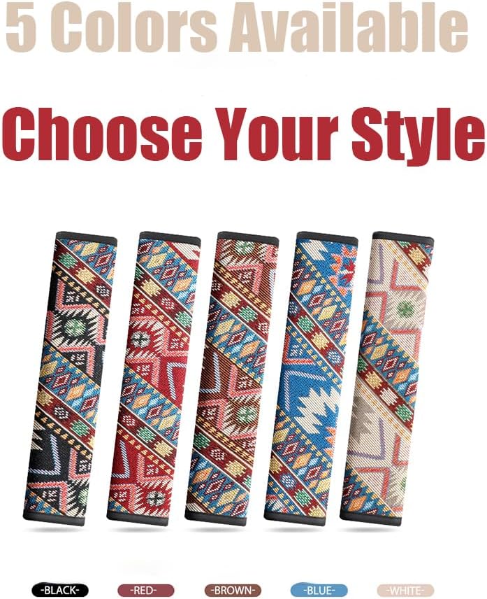 Boho Seat Belt Cover for Women, Aesthetic Car Seatbelt Shoulder Pad Cushion, Soft Neutral Car Accessories Interior Decor, Comfortable Seat Belt Protector for Wome (Ivory White)