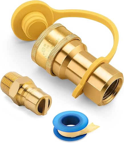 WADEO Accesorios de conexión rápida de gas QDD LP de 1/2 pulgada con enchufe de inserción macho, kit de desconexión rápida de propano de gas natural