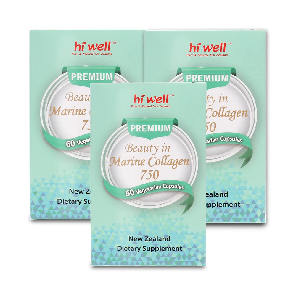 Pack of 3 Hi Well Premium Beauty in Marine Collagen 750 60 Vege Capsules