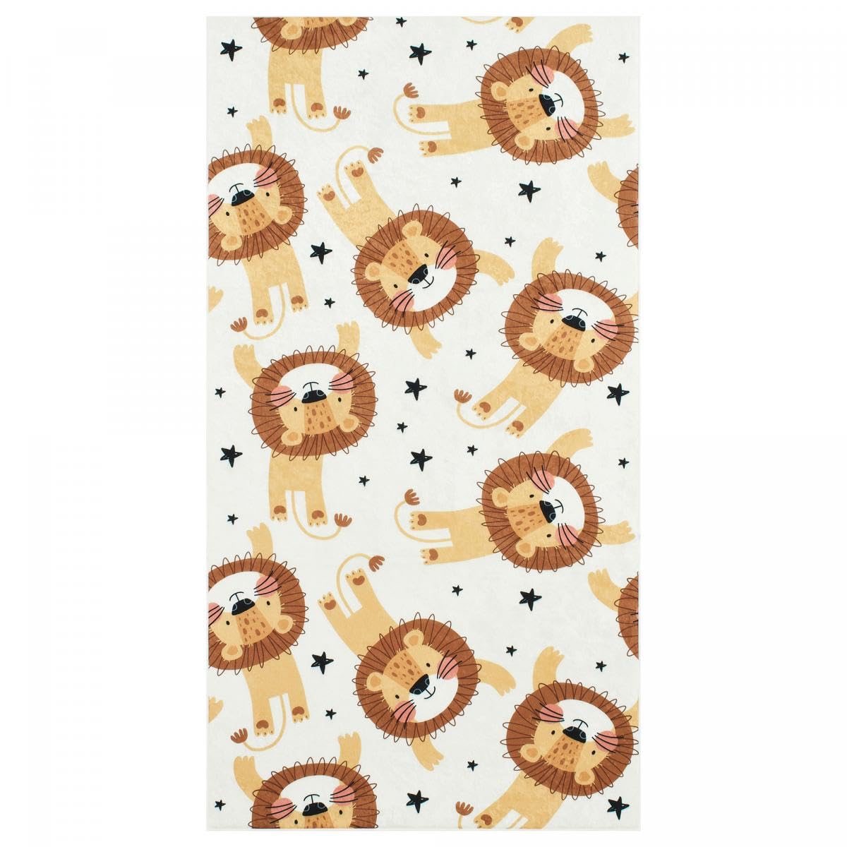 Alfombra infantil 120 x 160 cm, ideal como alfombra de dormitorio, alfombra beige, diseño de animales para niños, 10562