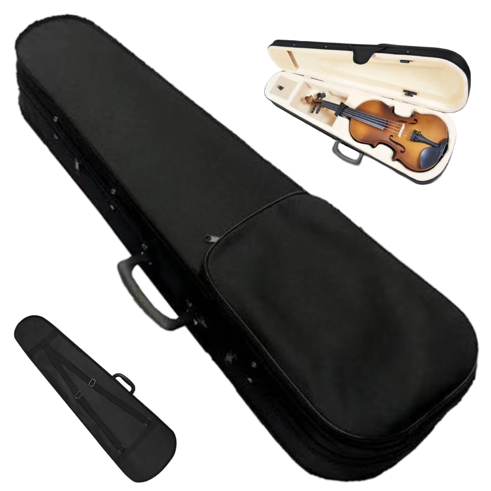 Custodia per violino 4/4, nera, leggera, professionale, triangolare, borsa per strumenti musicali
