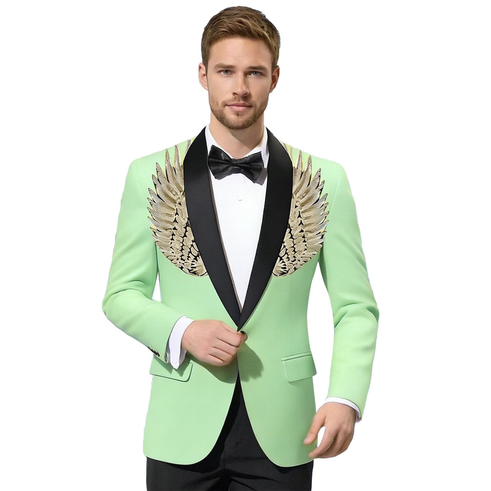 Generisch Giacca da uomo con paillette, con brillantini, per feste, balli di fine anno, blazer da uomo, casual, sportivo, per matrimonio, business, abito da uomo