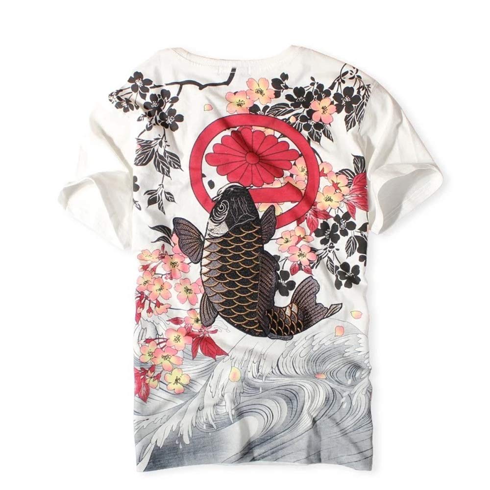 BaronHong Luźny wzór graficzny bawełniany t-shirt męski krótkie rękawy