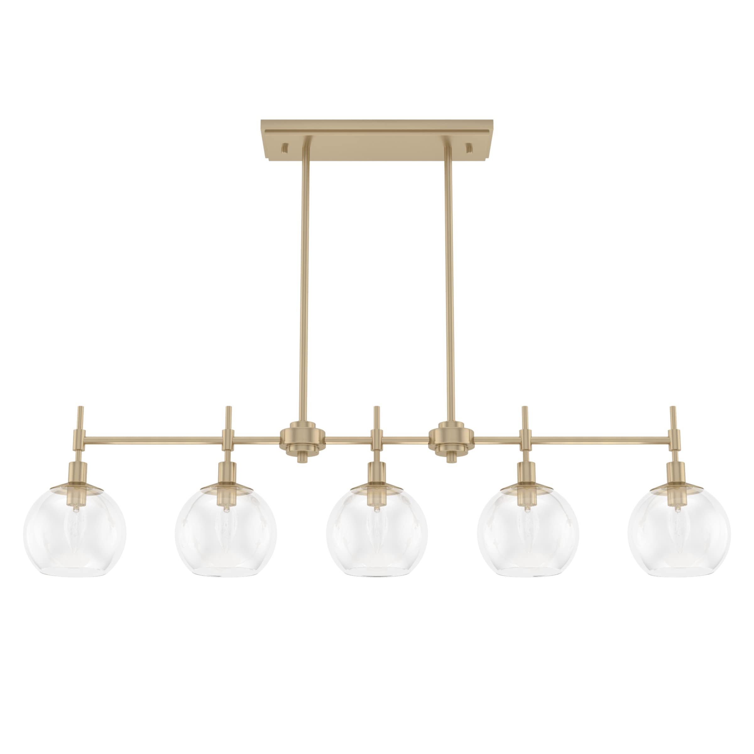 Hunter Xidane 5 Light Linear Chandelier Alturas Gold with Clear Glass Hanging Ceiling Light Fixture