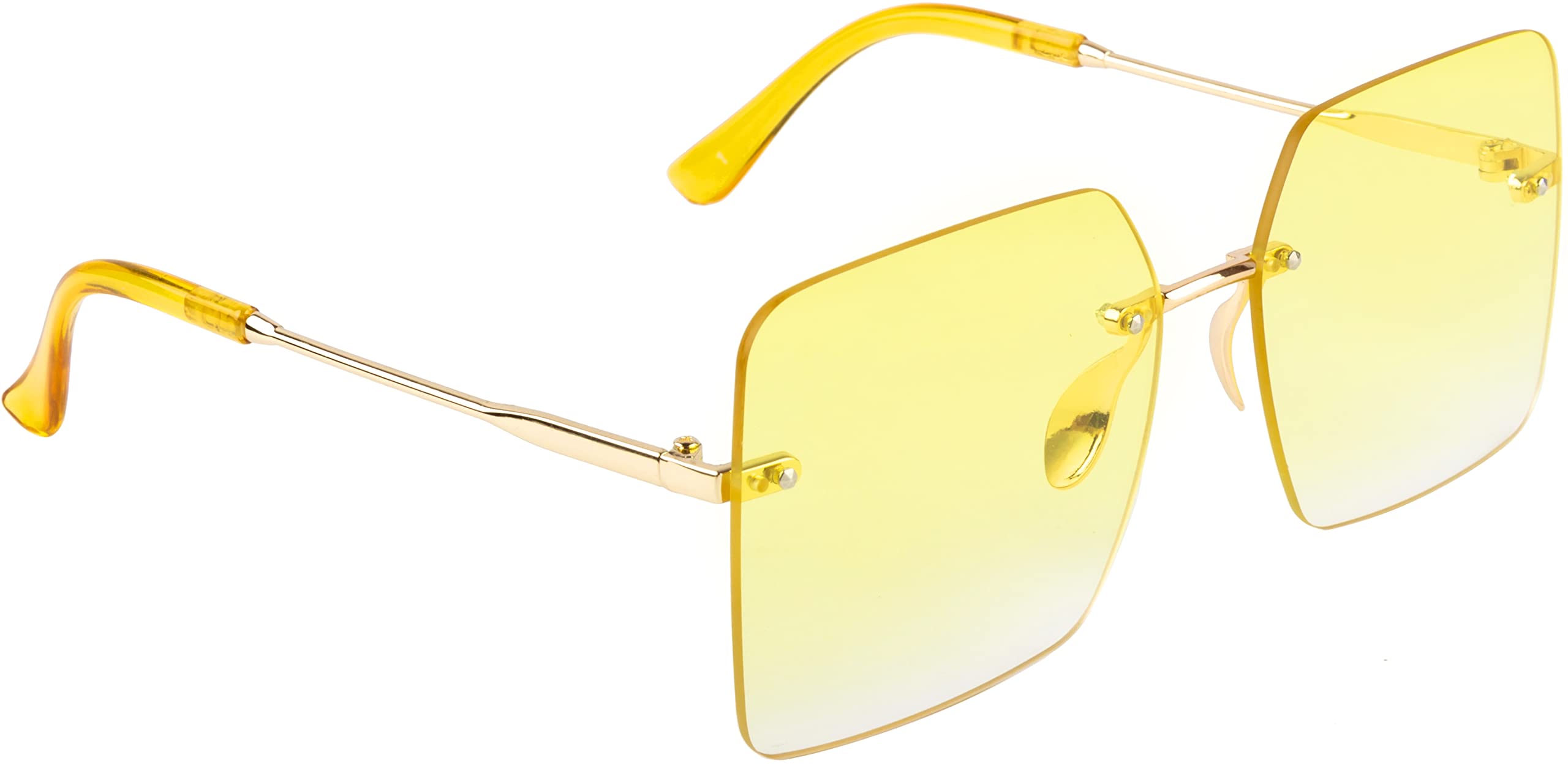 Aislin Uv Protected Rim Less Unisex Butterfly Square Sunglasses