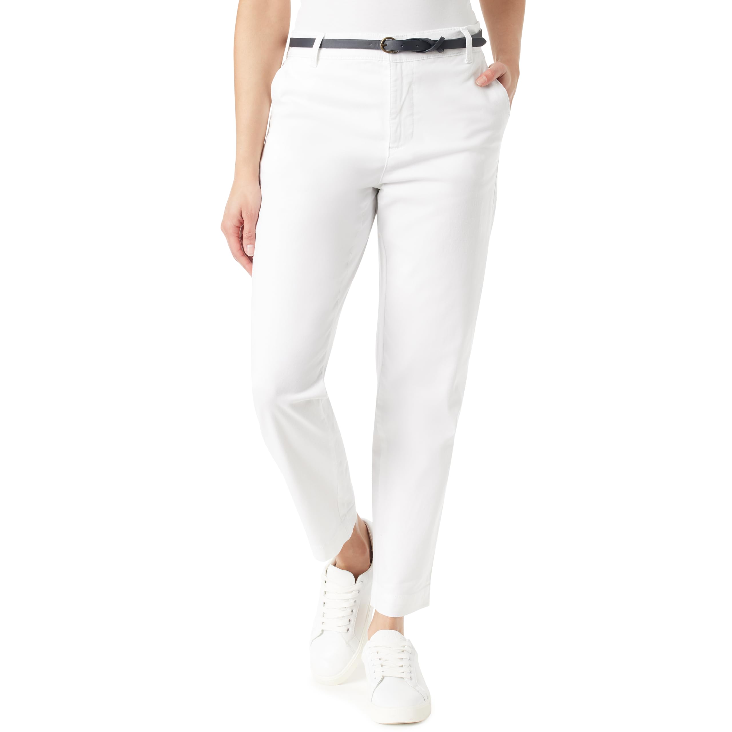 Gloria Vanderbilt Womens High Rise Belted Tapered Trouser Pant Standard