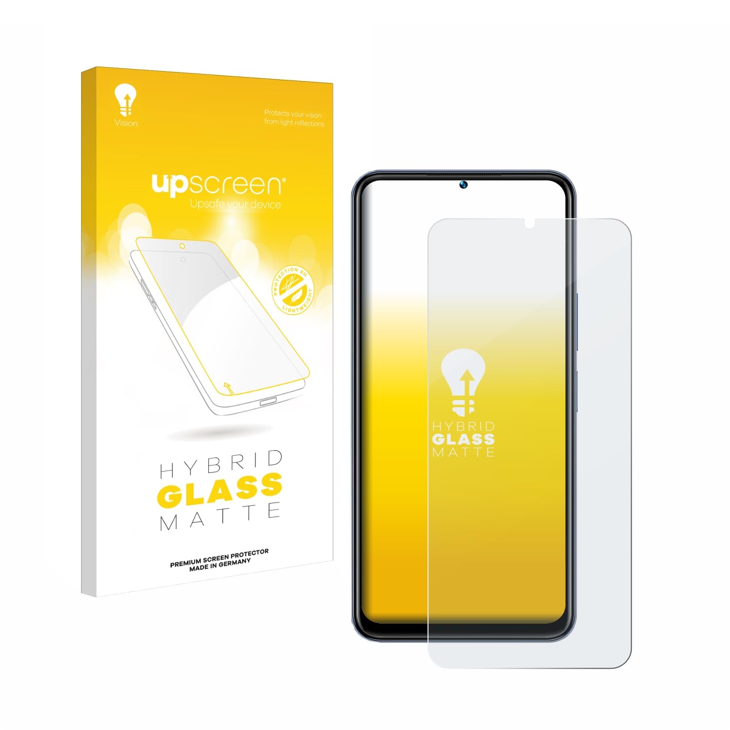 upscreen Matte Screen Protector Glass Film compatible with Vivo Y35 - Anti-Glare, Anti-Fingerprint, 9H Glass Protection