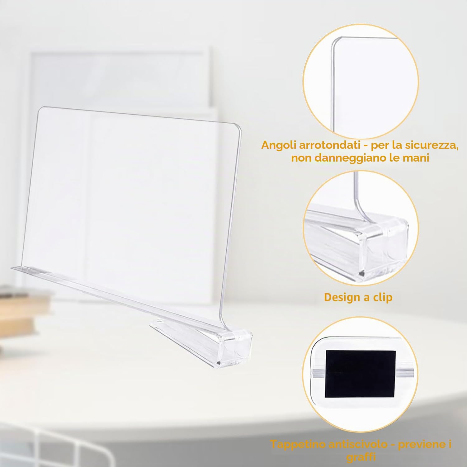 8 Separatori per Scaffali in Acrilico Trasparente, 30 x 20 cm Divisori Multifunzionali, Organizer Separatore Armadio Multiuso, Acrilico Trasparente per Camera da Letto, Uffici e Molto Altro