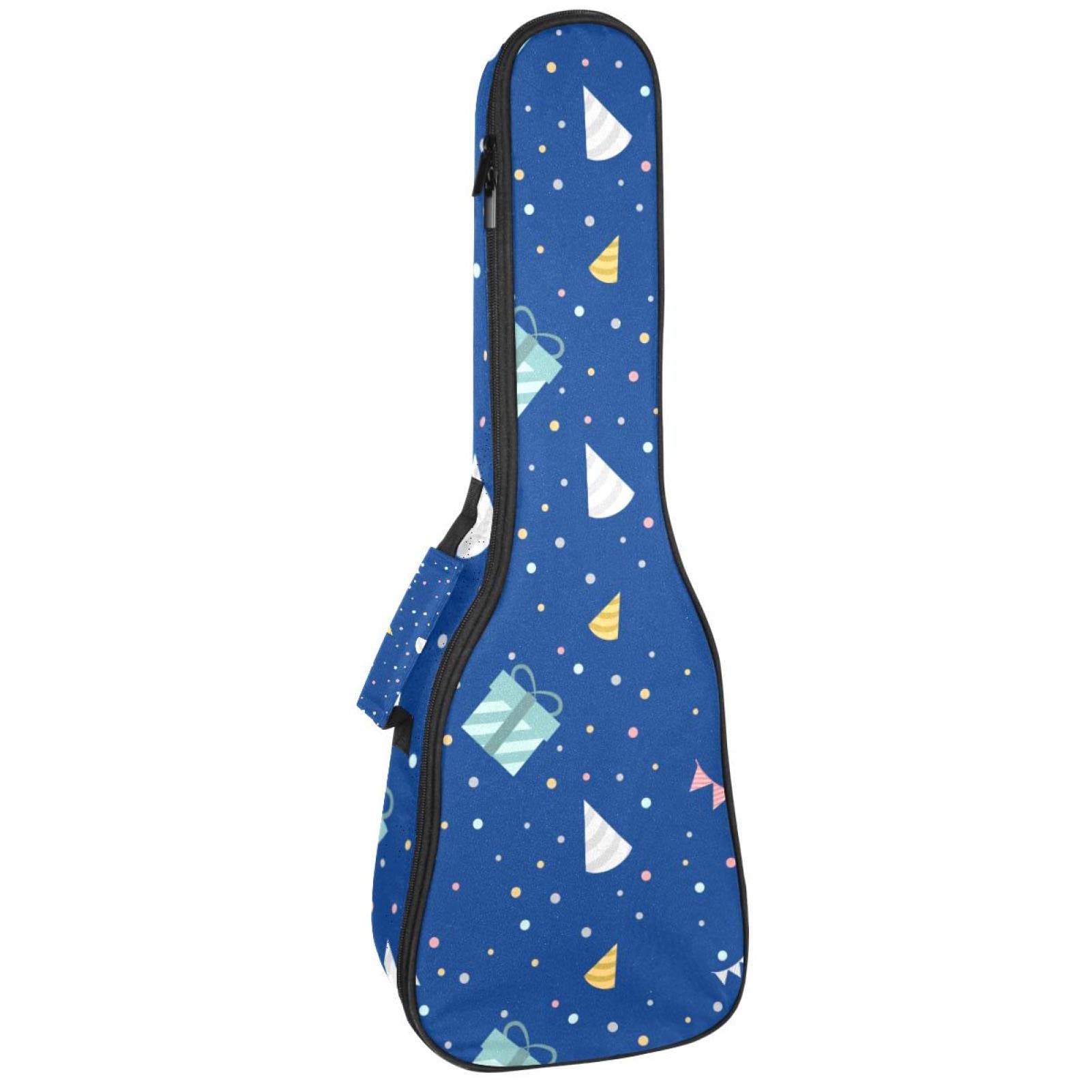 Sac de transport pour ukulélé ténor - Étanche - Rembourré - Idéal pour les concerts soprano (53,3/60,9 cm) - Bleu - Motif anniversaire festif
