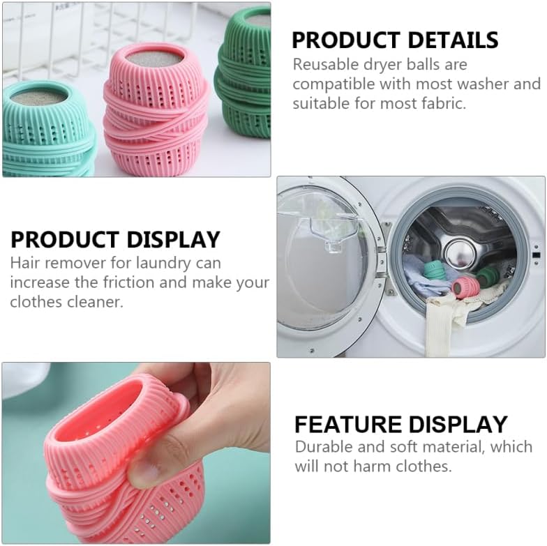 Garneck 3pcs Random TPE Sponge Laundry for Washing Machine Debris Collector Prevent Knots Household Cleaning Supplies