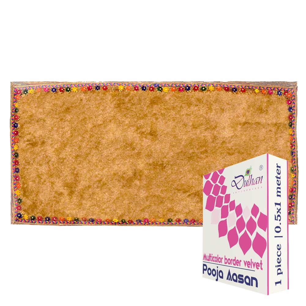 1/2 Meter (20x40 inch) Big Large Size Long VelvetPooja Aasan Altar Cloth for God Idol, Puja Chowki kapda mat for Mandir Table and Bhagwan Temple Shelf, Diwali Decoration (Pack of 1)-image-18