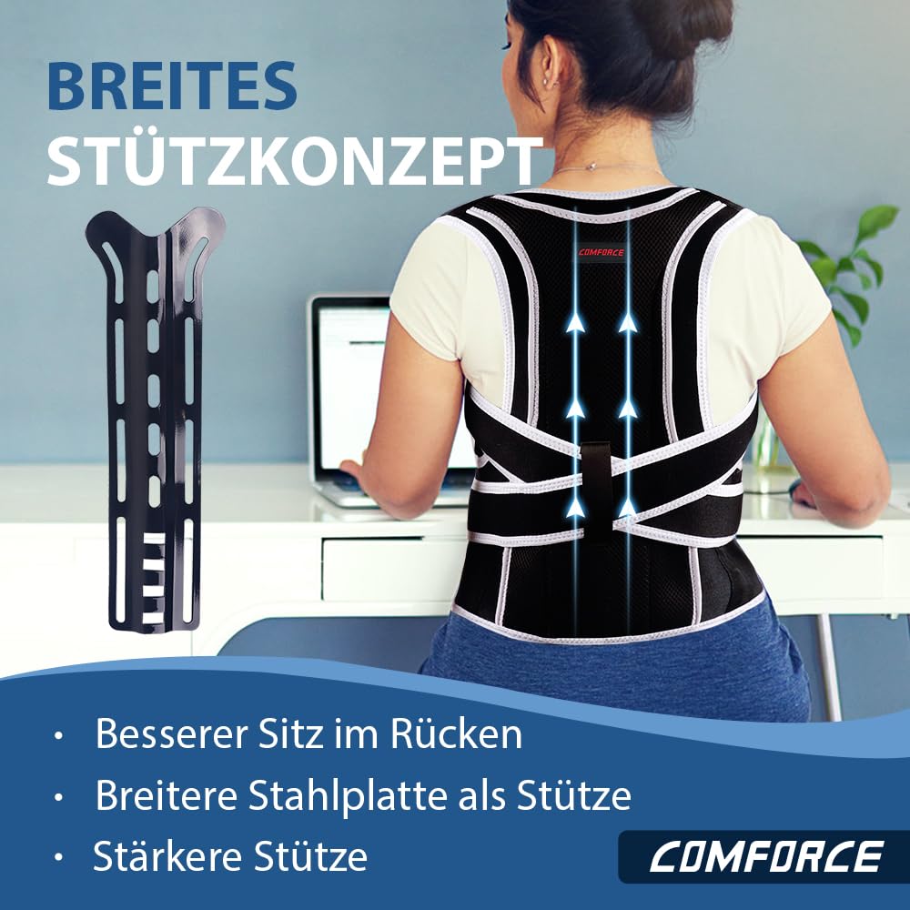 Rückenstützgürtel Haltungstrainer Damen Herren Verstellbar Bequem | Gepolsterte Schultergurte aus dickem Schaumstoff – lindert Rückenschmerzen, verbessert die Haltung, ideal bei Büro & Sport