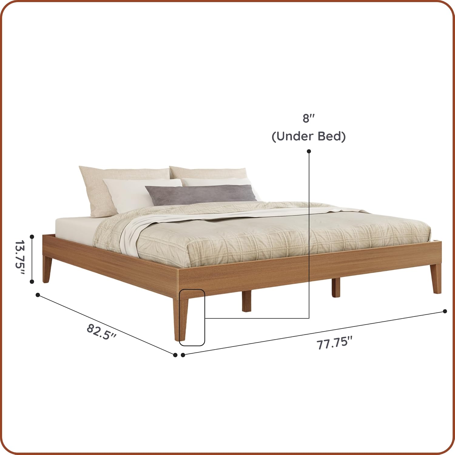 grain & grove bear platform bed (king), oak embossed pecan oak embossed pecan king bed