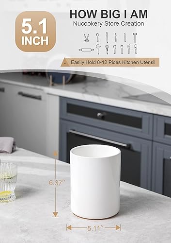 Miniatura 3 de Nucookery Juego de utensilios de cocina de silicona, soporte para utensilios de cocina de cerámica, resistente al calor de 446 F, utensilios de