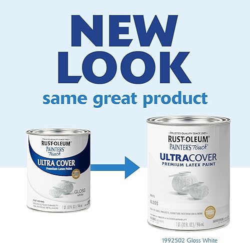 Miniatura 214 de Rust-Oleum Painters Touch, Ultra Cover 2X, 1994502 - Pintura de látex, color almendra, 1 cuarto de galón Almendra brillante