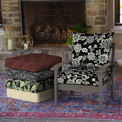 Image of Arden Outdoor Deep Seat Cushion Set (4-Pack), 22 in x 24 in, Weather-Proof, Rain-Proof, Fade Resistant Patio Cushion for Chair, Sofa, and Couch Ashland Black Jacobean