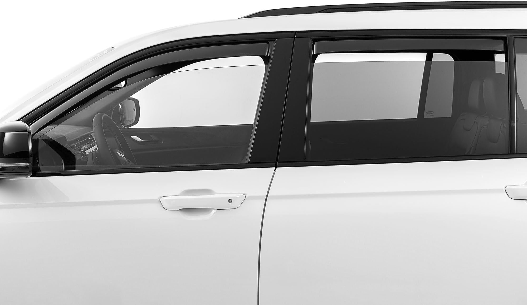 WeatherTech Custom Fit Side Window Deflectors for Jeep Grand Cherokee L - (841048IM), Front & Rear Set - Dark Tint