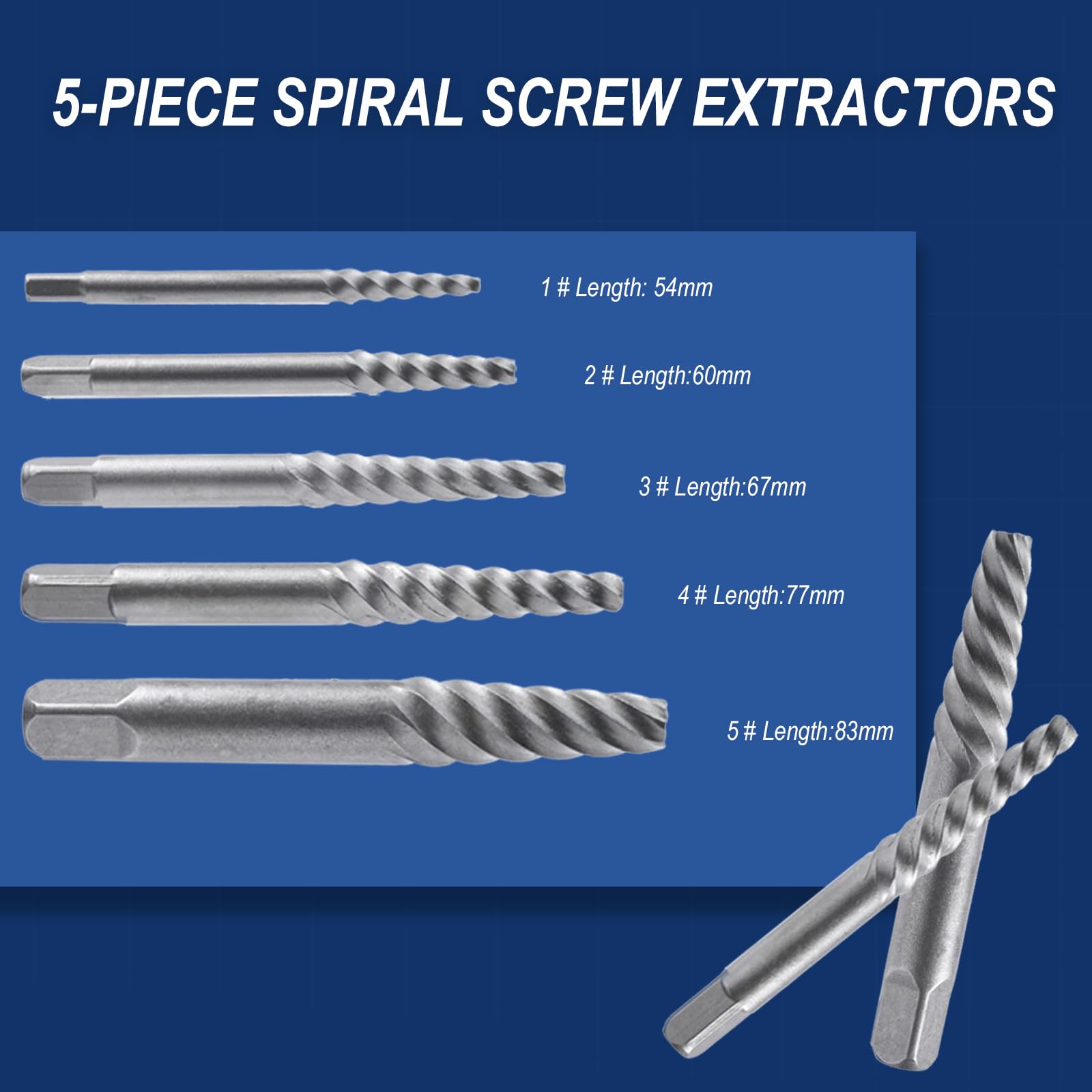 28 Piezas Kit de Extractor para Tuercas Dañadas con Extractores y Separadores de Tuercas Acero Chromoly Accionamiento 3/8" Brocas HSS Para Automoción Industria Bricolaje