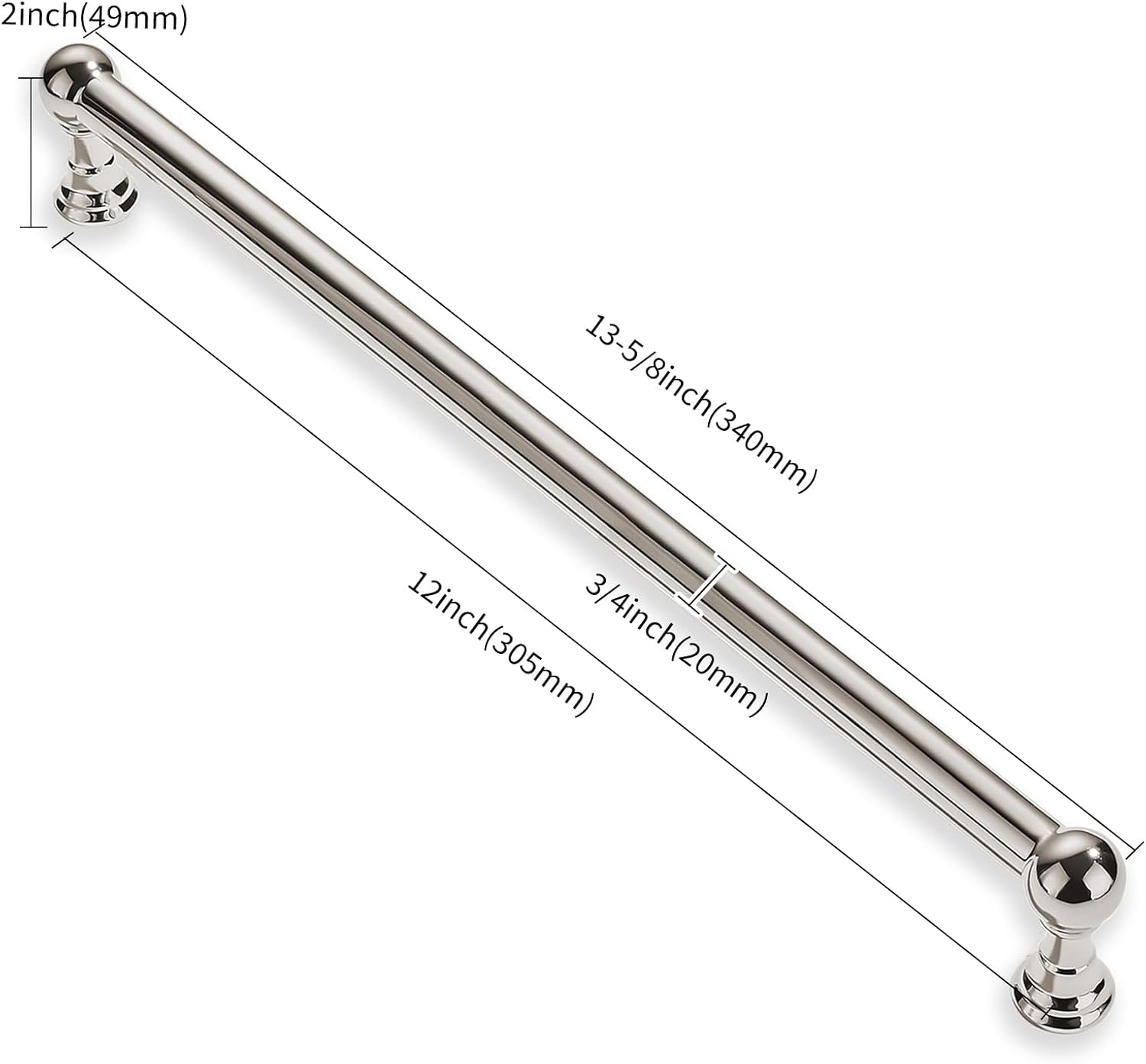1 Pack 12 Inch Hole Center Appliance Pulls Polished Nickel Cabinet pulls 100% Solid Heavy Duty Dresser Pulls Cabinet Drawer Pulls for Kitchen Cupboard Hardware