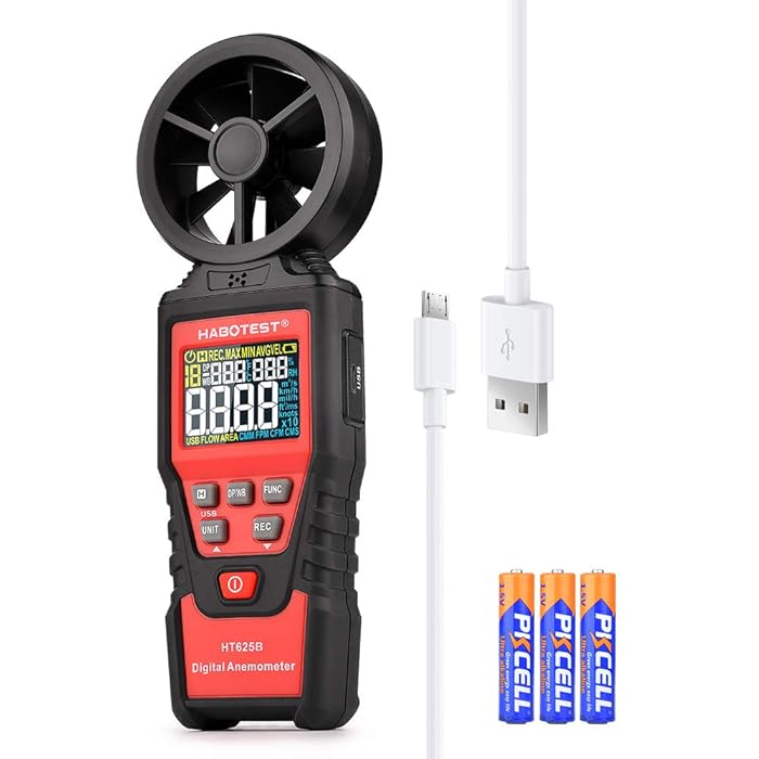 Anémomètre Numérique HoldPeak – Mesure Vitesse Du Vent, Température, Refroidissement éolien – Écran LCD Rétroéclairé