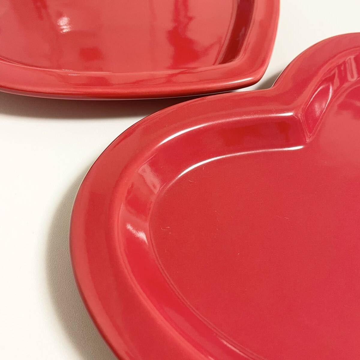 Amazon.co.jp: viv vivre ensemble ハート 皿 2枚セット レッド