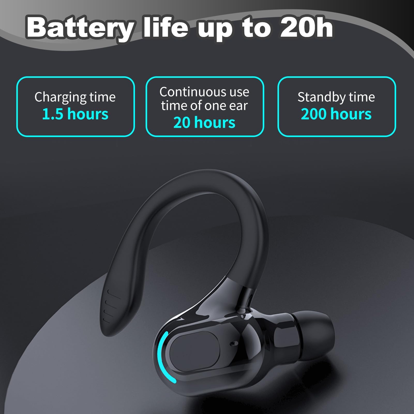 Oreillette Bluetooth sans Fil Mono, Écouteur Mono avec Micro Intégré, Kit Main Libre Professionnel avec Micro à ecouteurs de Bruit pour iPhone Android PC, Bureau, Conduite, Sport, oreillette Tour 360°