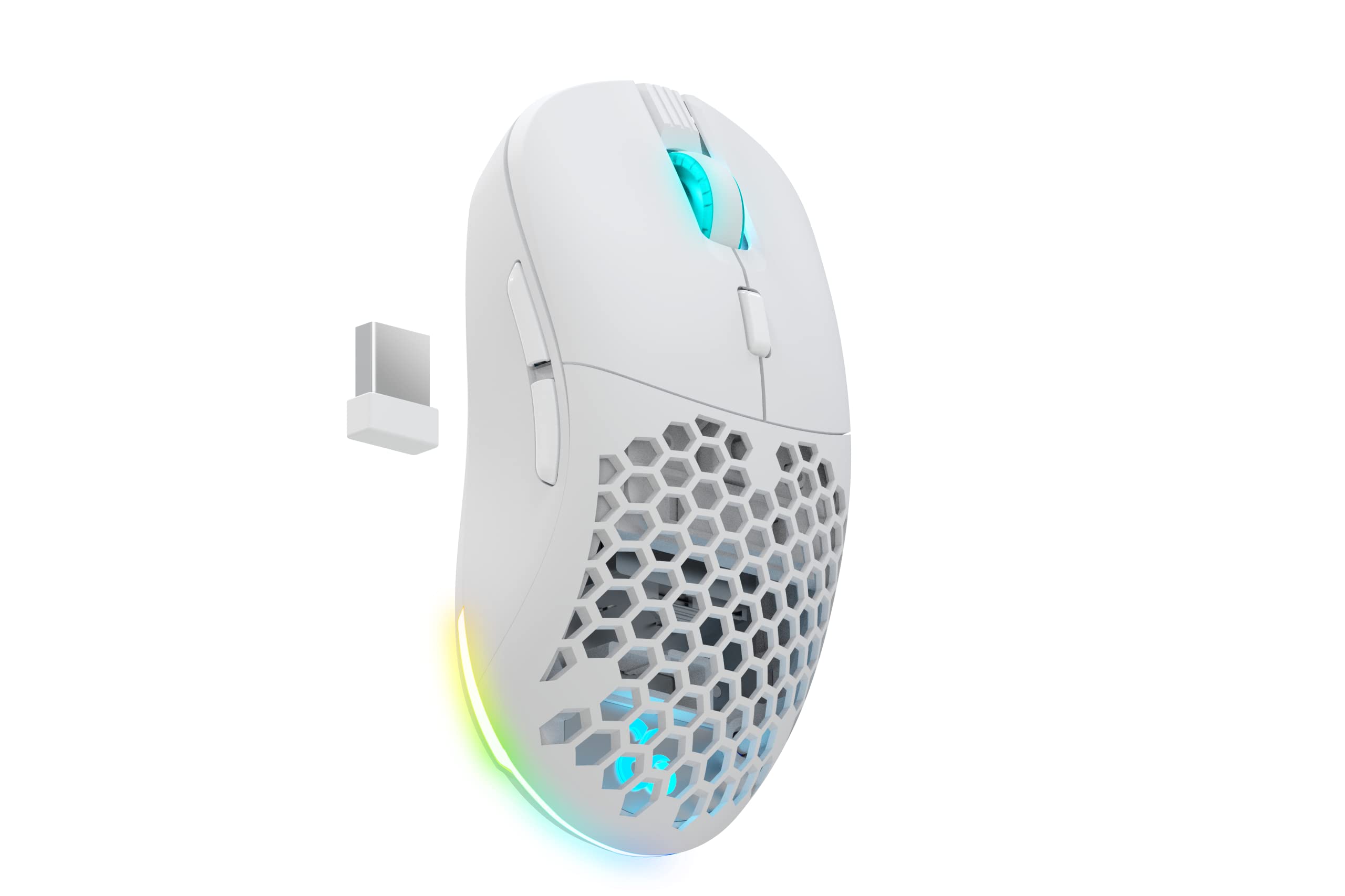 NEWSKILL Arakne Elite Ivory Profesjonalna mysz do gier RGB Bezprzewodowa 16 000 dpi z Oburęczną konstrukcją