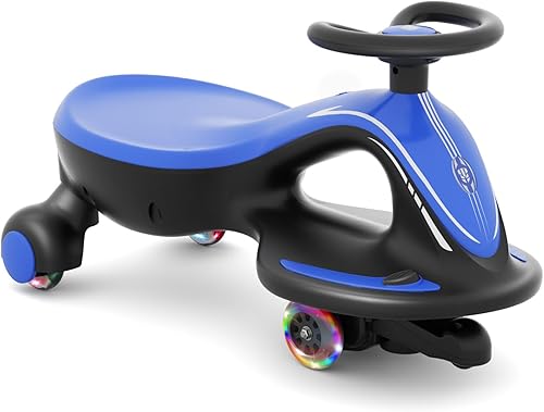 Vista 11 de Glaf Coche eléctrico Wiggle con pedal, batería recargable, juguete eléctrico para niños, auto eléctrico 2 en 1 con ruedas intermitentes antivuelco