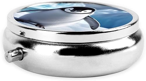 Miniatura 3 de Lindo Pingüinos Bebé Tomando Impresión Redonda Pastillero 3 Compartimentos Pastillero Pastillero Portátil para Medicina Diaria Suplemento Vitamina