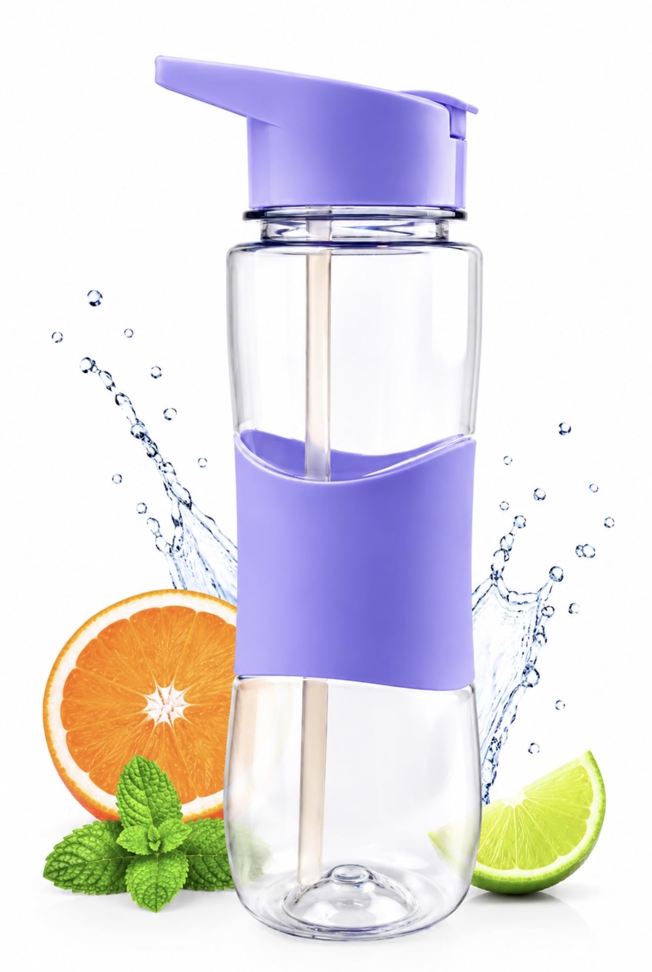 Premium Water Bottle, Purple, BPA Free Tritan Plastic, 750 ml, Leak Proof Lid, Dishwasher Safe