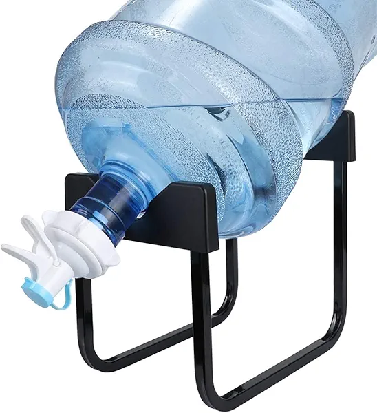 Forzaddik Metal 5 Gallon Water Jug Stand Dispenser with 2.15 Inch Dustproof Valve,Non-Slip Drinking Water Cooler Rack with Reusable Spout
