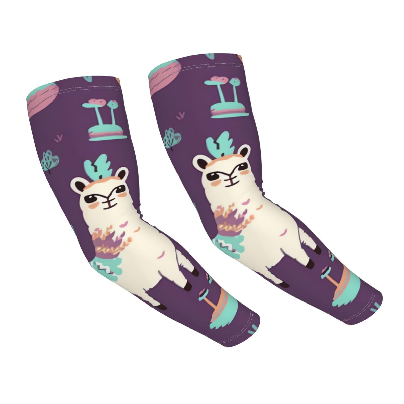 RLDOBOFE UV Sun Protection Arm Sleeves Creepy alpaca pattern Compression Sleeves Cooling Arm Sleeves for Men Women Gardening Sleeves