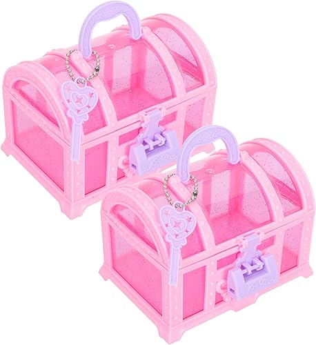 Cabilock Caja de regalo para niña, 2 piezas, caja de joyería de juguete de princesa para niña, caja de cofre del tesoro, estuche de maquillaje para
