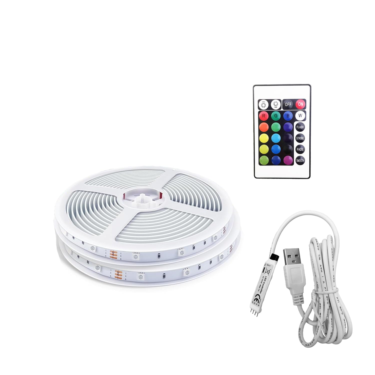 HKF HO KI HO LED Strips Light 5M,RGB LED Strip Lights with 24-Keys Remote Control,Colour Changing Led Lights for Bedroom,Party
