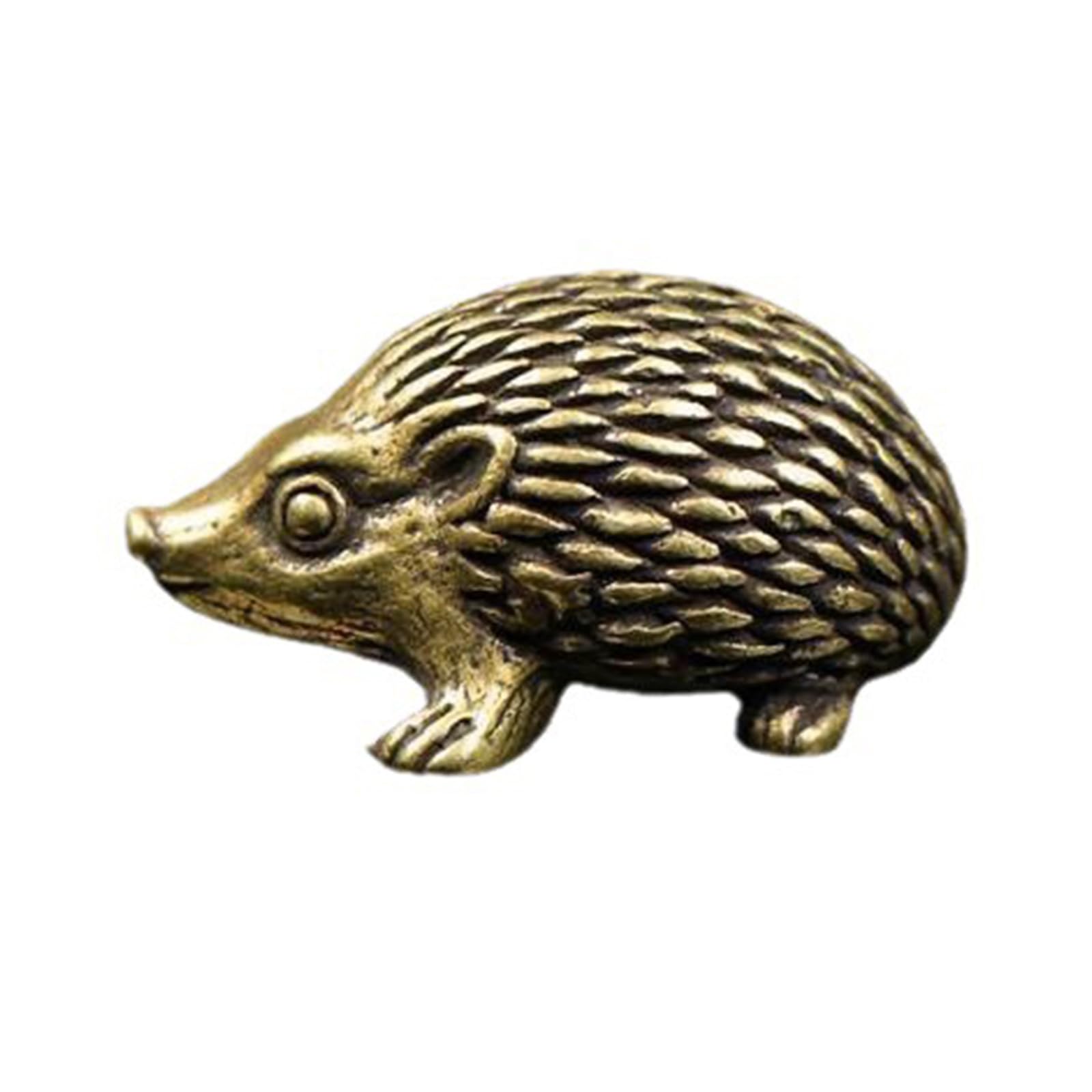 Vdaxvme Brass Hedgehogs Sculpture Miniature Animal Shaped Antique Metal Ornament Rack Fenshui Statue Desktop Decor